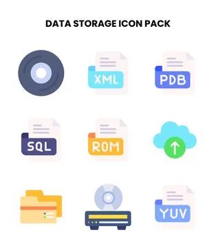 Data Storage Flat Scalable Icons Pack イラスト素材