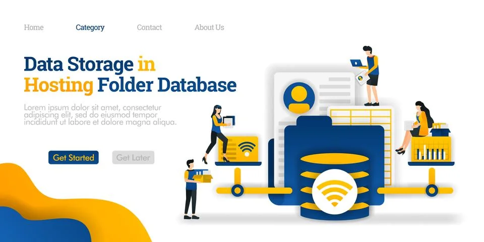Data Storage in Hosting Database Folder. open and change various files from h Stock Illustration