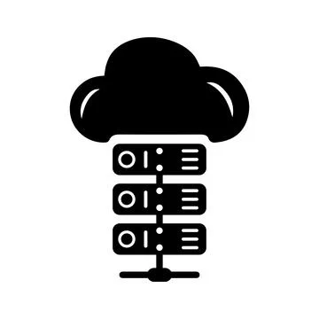 Data, storage, hosting, server icon. Black vector design. Stock Illustration