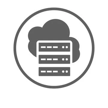 Data storage, hosting server icon. Gray vector graphics. Stock Illustration