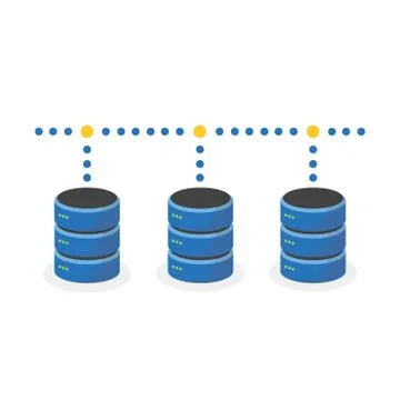 Data storage icon with connect multi base storage Stock Illustration
