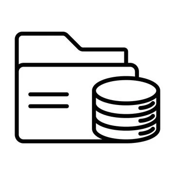 Data storage icon linear logo mark in black and white Stock Illustration