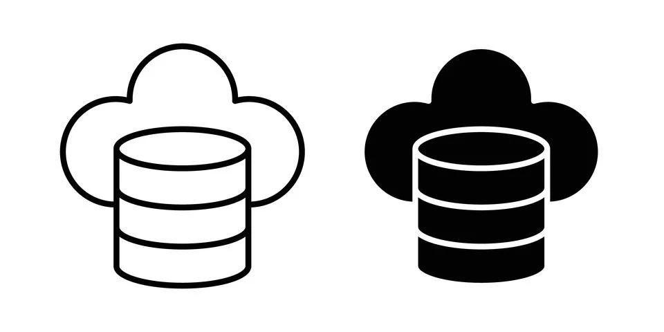 Data storage icon logo. Outline style icons with flat versions Stock Illustration