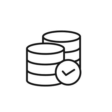 Data storage icon outline collection in black and on white background Stock Illustration