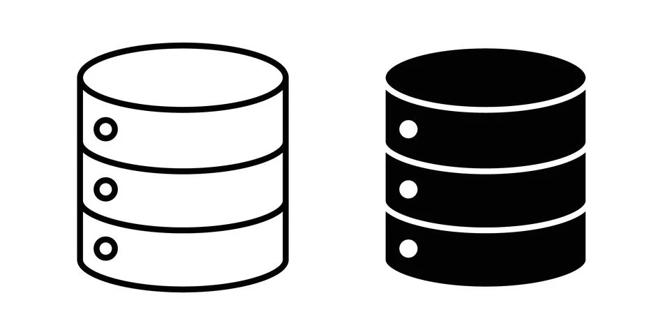 Data storage icon thin line and clipart style vector set Illustrazione stock