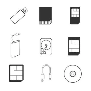 Data storage icons Stock Illustration