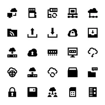 Data Storage Icons Set Stock Illustration