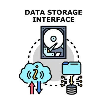 Data storage interface concept connecting digital information systems イラスト素材