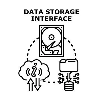 Data storage interface concept connecting digital information systems Stock Illustration