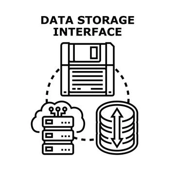 Data storage interface displaying file system concepts Illustrazione stock
