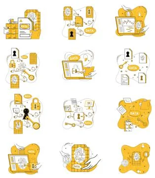 Data storage. Internet tech advances, expanding horizons data storage Stock Illustration