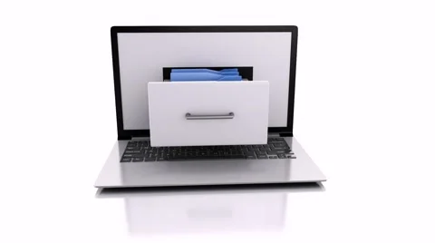 Data storage. Laptop and files. Stock Footage 48469284