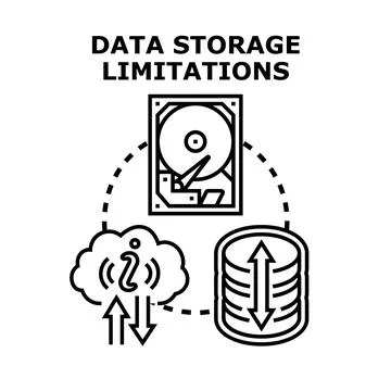 Data storage limitations concept depicting digital information management 스톡 일러스트