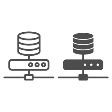 Data storage line and glyph icon. Computer server vector illustration isolated Illustrazione stock