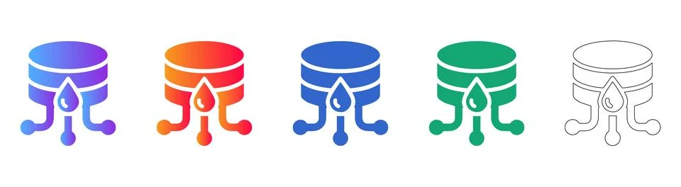 Data Storage Liquid Cooling Technology Icons Stock Illustration