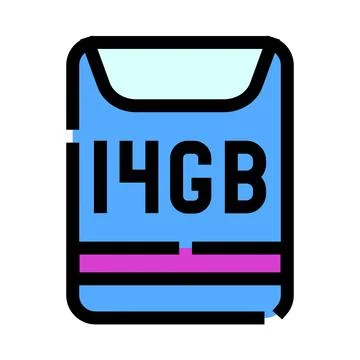 Data storage memory card holding 14 gigabytes capacity Illustrazione stock
