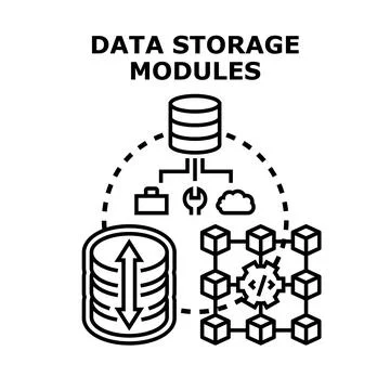 Data storage modules concept with distributed database network Stock Illustration