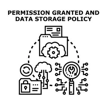 Data storage policy management and permission granting Stock Illustration