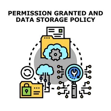 Data storage policy management and permission granting Stock Illustration