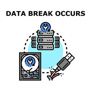 Data storage problem causing information break and repair Stock Illustration