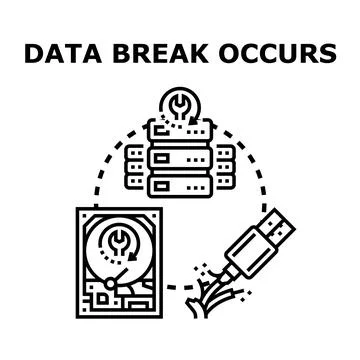 Data storage problem causing information break and repair Stock Illustration