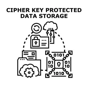 Data storage protection cyber security concept Stock Illustration