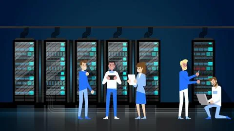 Data Storage Rack Network. Staff Administration. イラスト素材