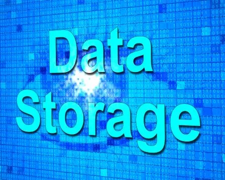 Data storage representing storehouse computer and storing Ilustración de archivo