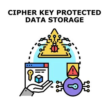 Data storage securing with key protection algorithms 스톡 일러스트