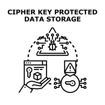 Data storage securing with key protection algorithms Stock Illustration