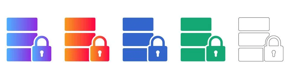 Data Storage Security Icon Set Stock Illustration