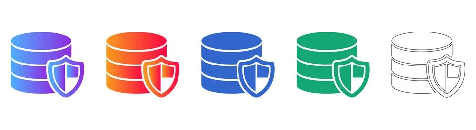 Data Storage Security Icon Set Illustrazione stock