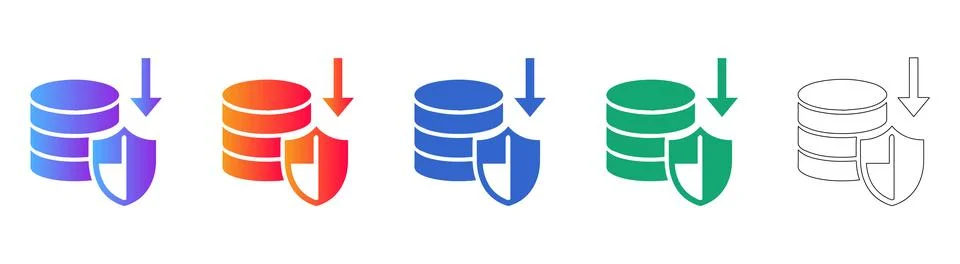 Data Storage Security Shield Icons イラスト素材