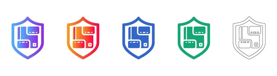 Data Storage Security Shield Icons イラスト素材