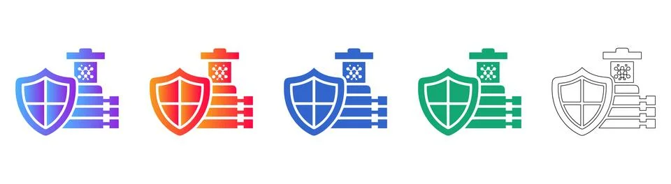 Data Storage Security Shield Icons Stock Illustration