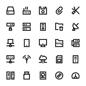 Data Storage, Server and Transfer Icons Illustrazione stock