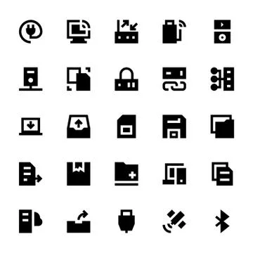 Data Storage, Server and Transfer Icons Collection Stock Illustration