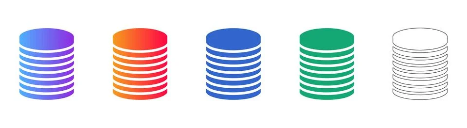 Data Storage Server Disk Icon Set Stock Illustration