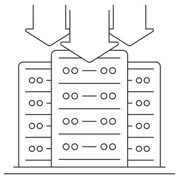 Data Storage Server icon. Vector pictogram with thin black lines Illustrazione stock
