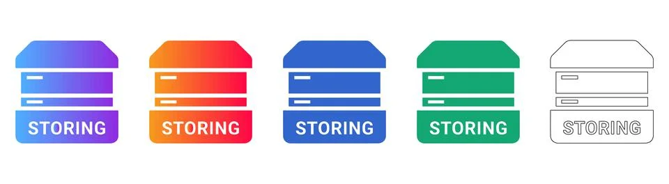 Data Storage Server Icons Set Illustrazione stock