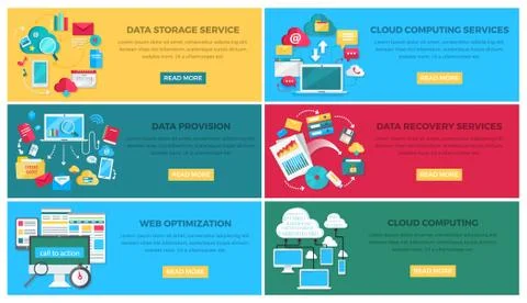 Data Storage Service and Web Optimization Poster 스톡 일러스트