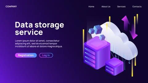 Data Storage service. Creative Landing Website Page Stock Illustration