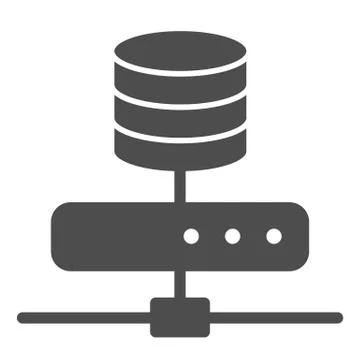 Data storage solid icon. Computer server vector illustration isolated on white Illustrazione stock