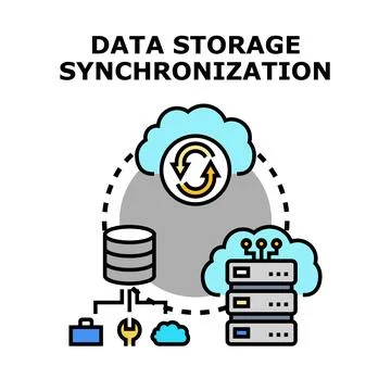 Data storage synchronization process and cloud computing Illustrazione stock