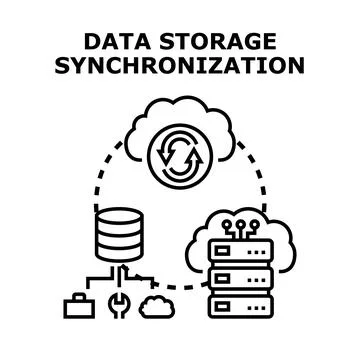 Data storage synchronization process and cloud computing Illustrazione stock