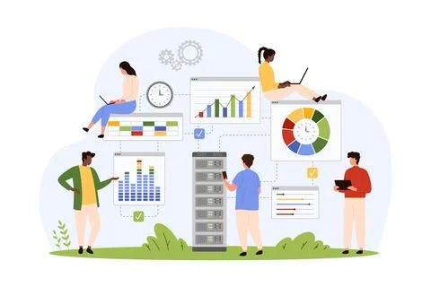 Data storage system, platform with big infrastructure, hosting service of tiny Stock Illustration