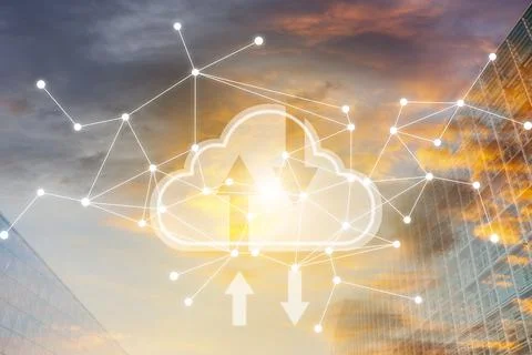 Data storage technology concepts. Clouds and cloud icons that are currently d 写真素材