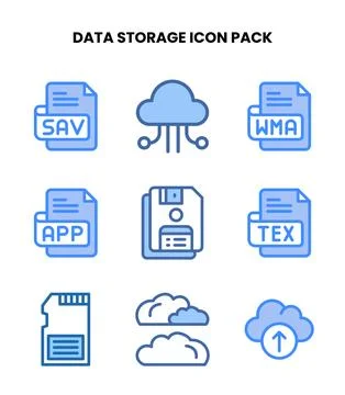 Data Storage Two Colour Design Icons Pack Stock Illustration