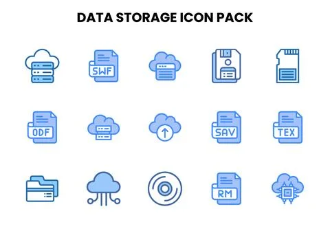 Data Storage Two Colour Design Icons Pack 스톡 일러스트