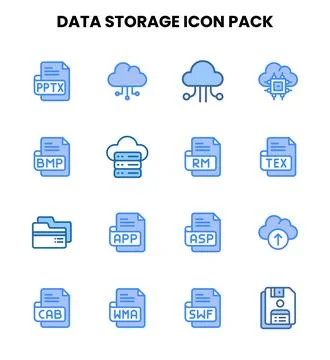 Data Storage Two Colour Graphics Icons Pack Illustrazione stock